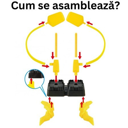 Lansator rachete cu piciorul, doua lansatoare, 6 rachete cu lumini, plastic, 23 cm inaltime [4]