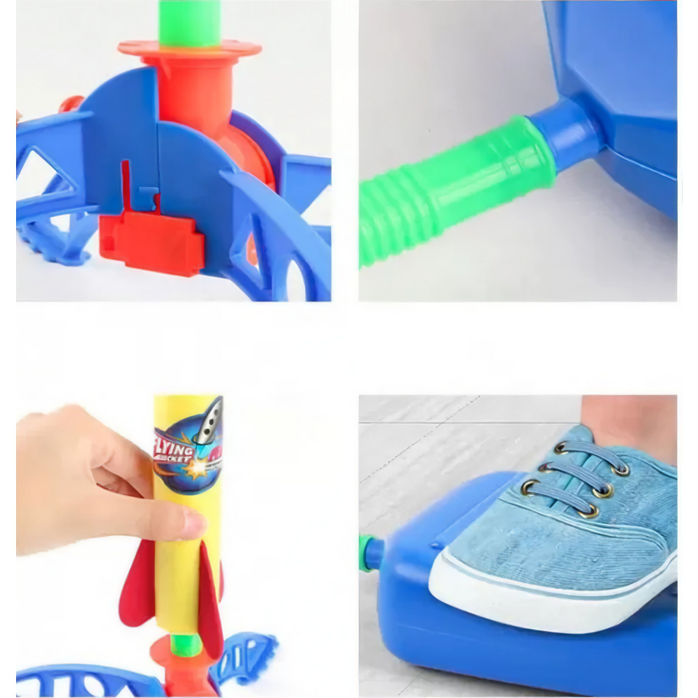 Lansator rachete cu piciorul, dublu, 3 rachete colorate, plastic [3]