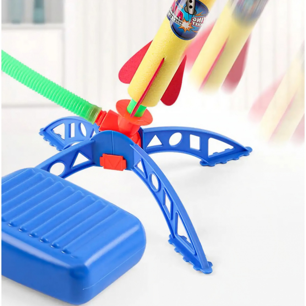 Lansator rachete cu piciorul, dublu, 3 rachete colorate, plastic [5]