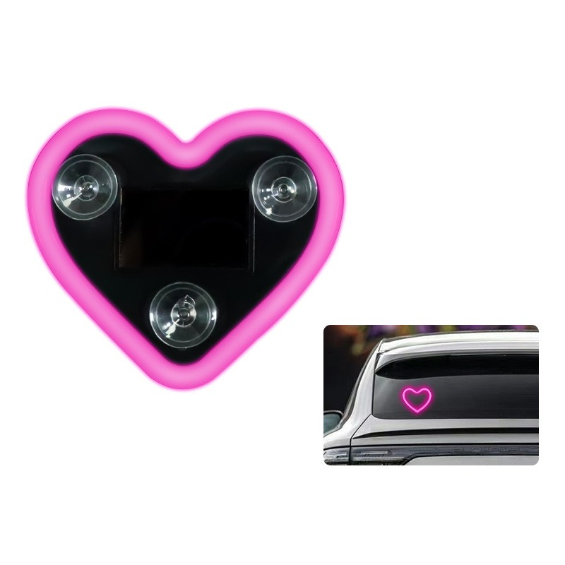 Lumina auto ambientala, model inima, incarcare solara si USB, afisaj baterie [2]