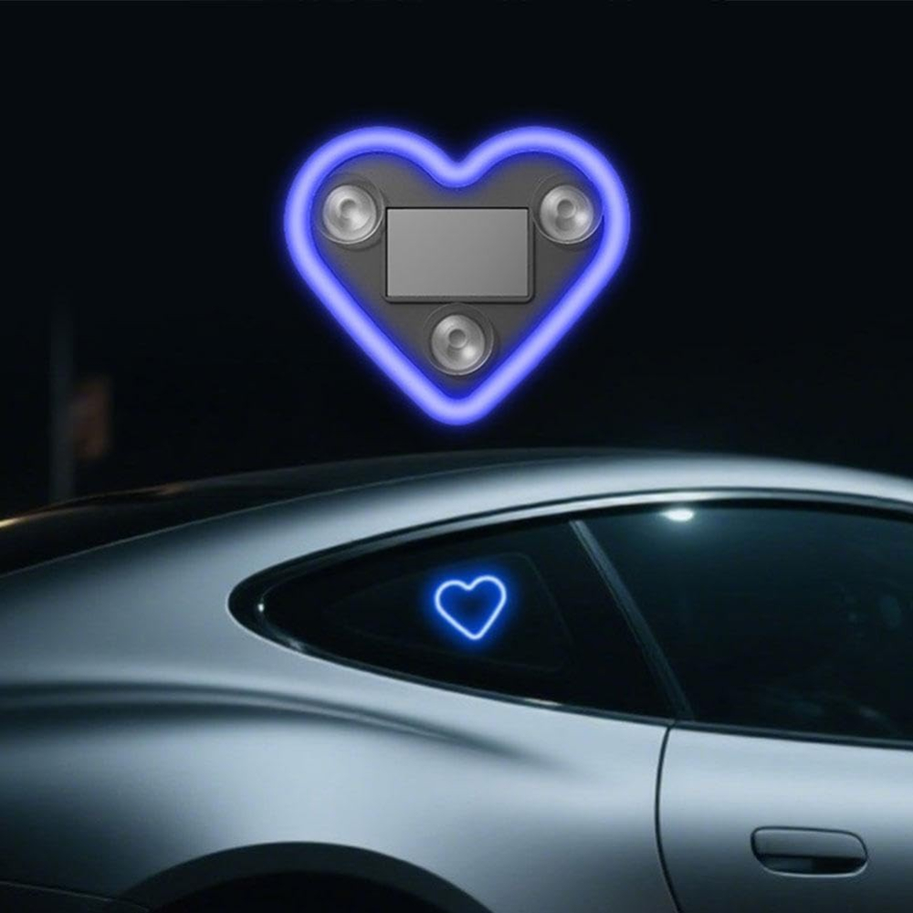 Lumina auto ambientala, model inima, incarcare solara si USB, afisaj baterie [5]