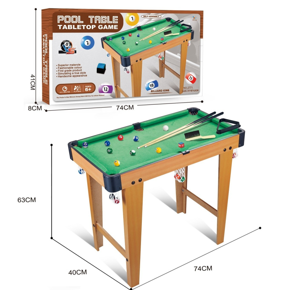 Masa de biliard pentru copii, cu picioare stabile, lemn si ABS, 74x63x40 cm [4]