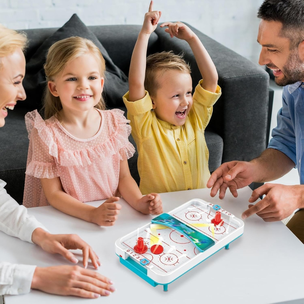 Masa Ice Hockey de masa, cu ventilator pentru plutire puc, 2 pucuri si tabela scor, ABS alb-albastru [3]