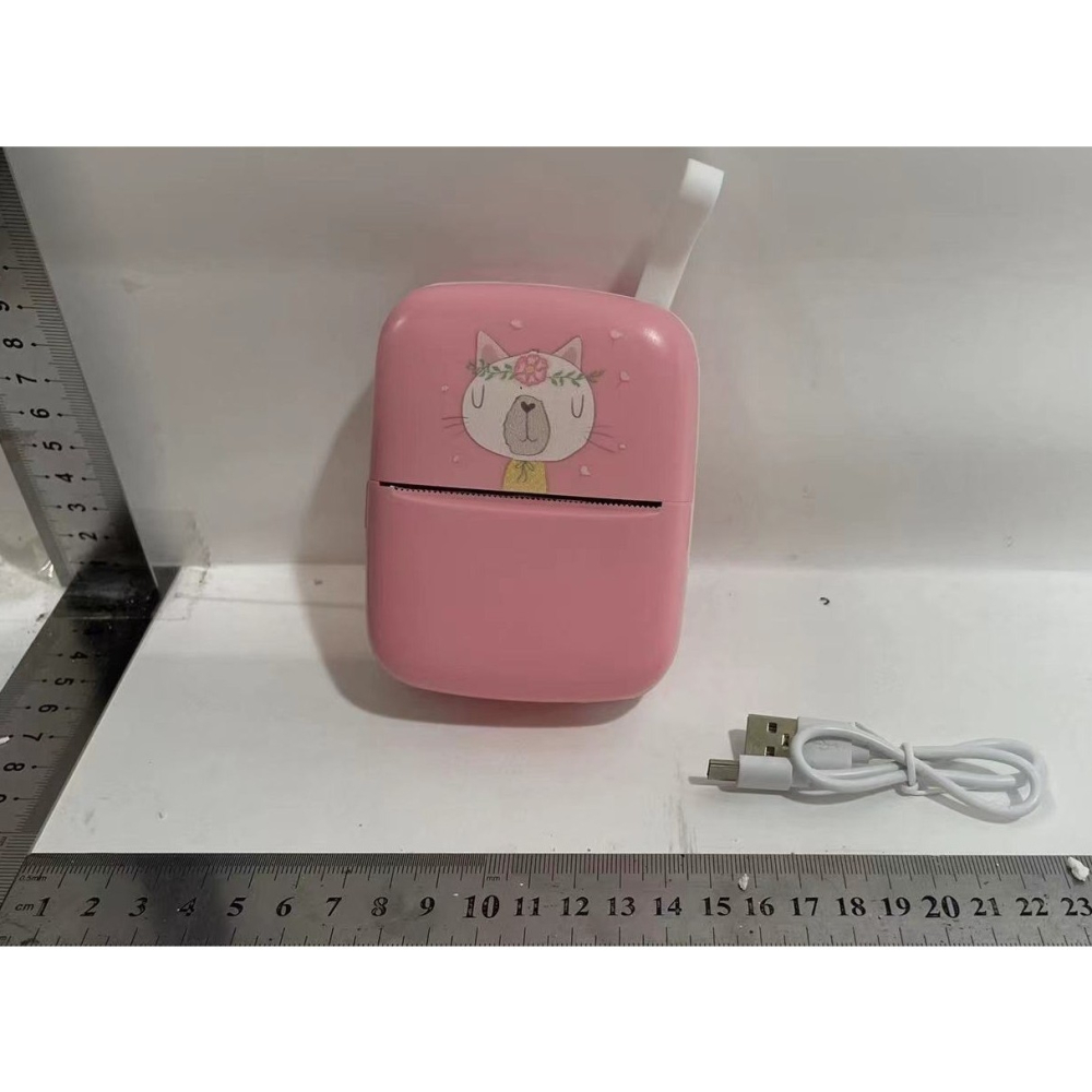 Mini imprimanta foto portabila, model pisica, incarcare USB, print alb-negru, roz [4]