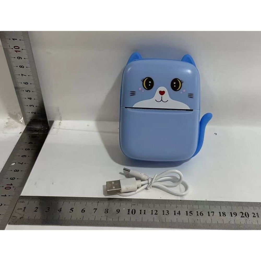 Mini imprimanta foto portabila, model Pisicuta, print alb-negru, albastru [3]