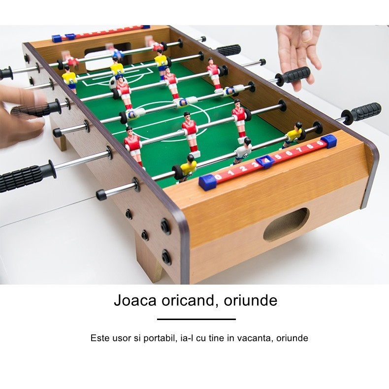Mini masa de fotbal, 6 manere, 18 jucatori, metal si lemn, 50x25x16 cm [5]