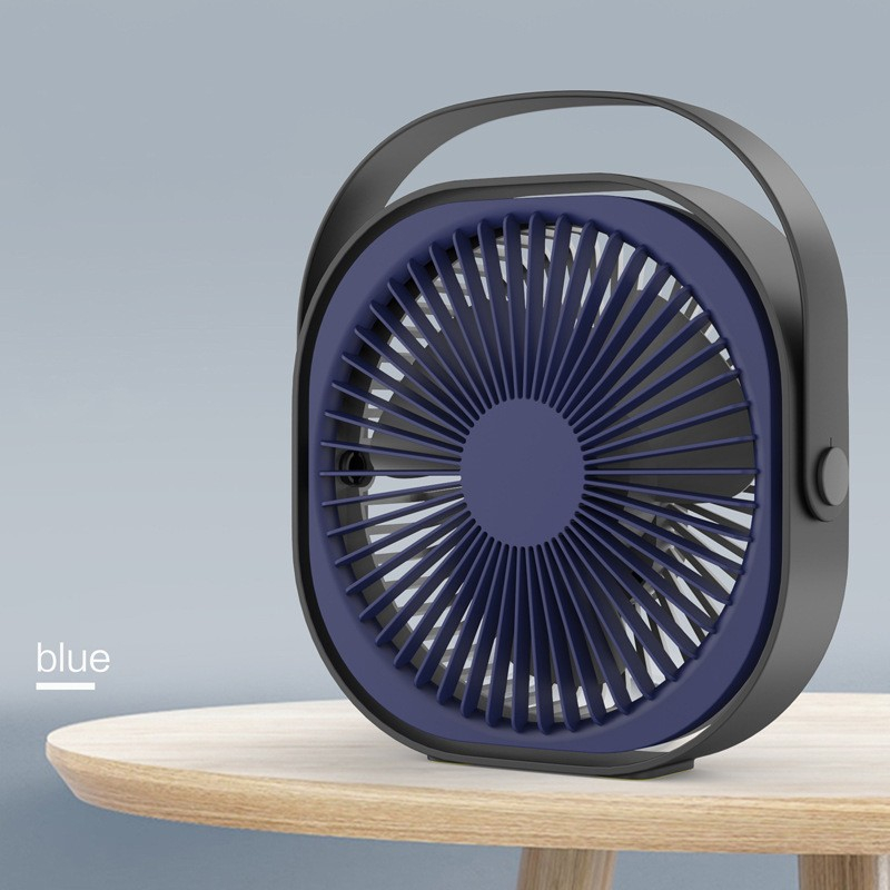 Mini ventilator de birou, rotire 360 grade, 3 viteze, alimentare USB, albastru [2]