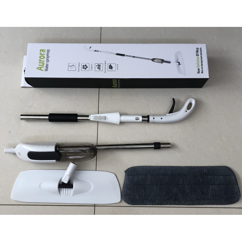 mop plat cu pulverizator si microfibra alb-negru [6]