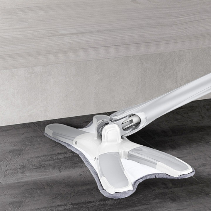 Mop plat cu sistem de stoarcere, rotire 360°, maner telescopic 140 cm, argintiu [2]