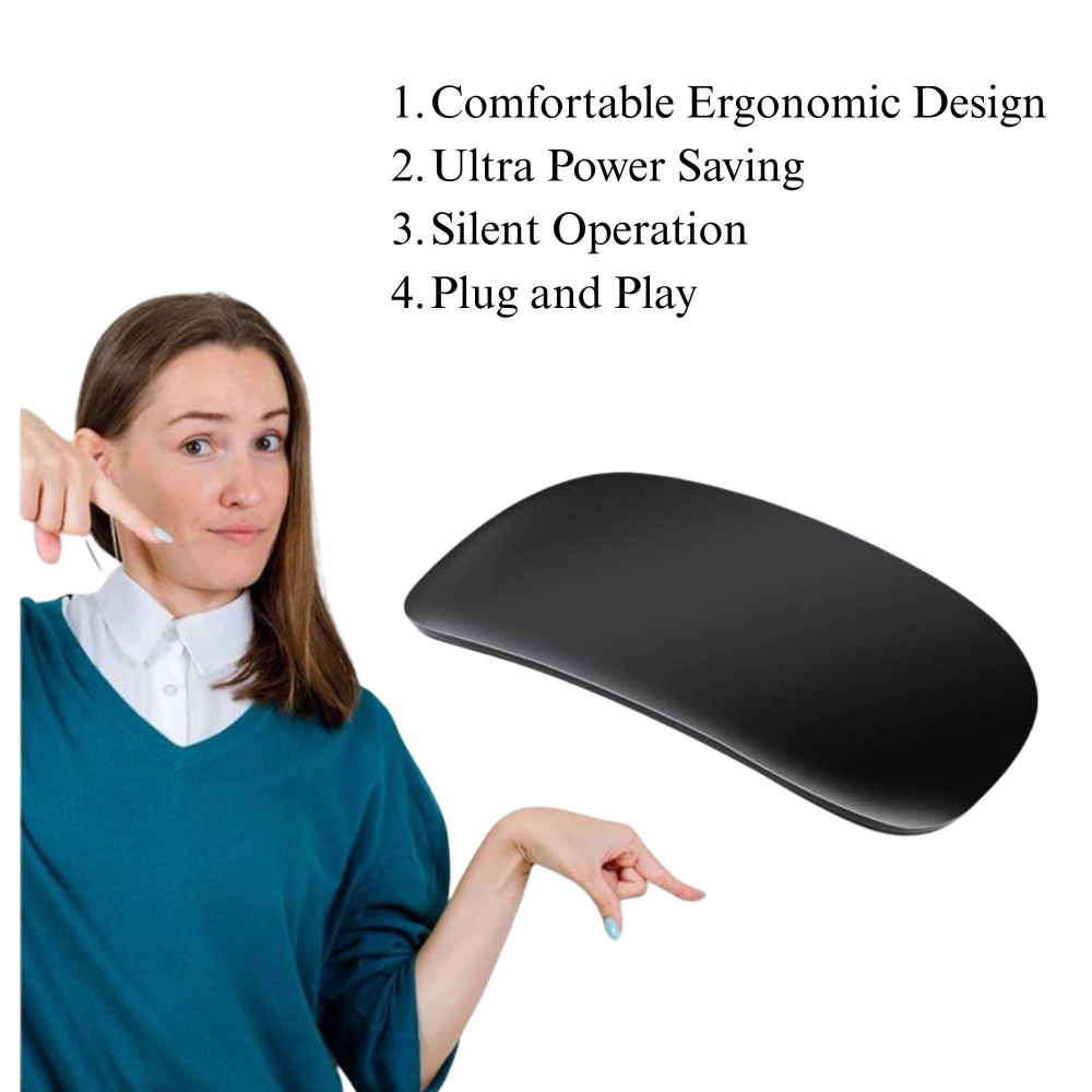 Mouse wireless cu gesturi, Bluetooth si 2.4GHz, reincarcabil USB, silentios, negru [3]