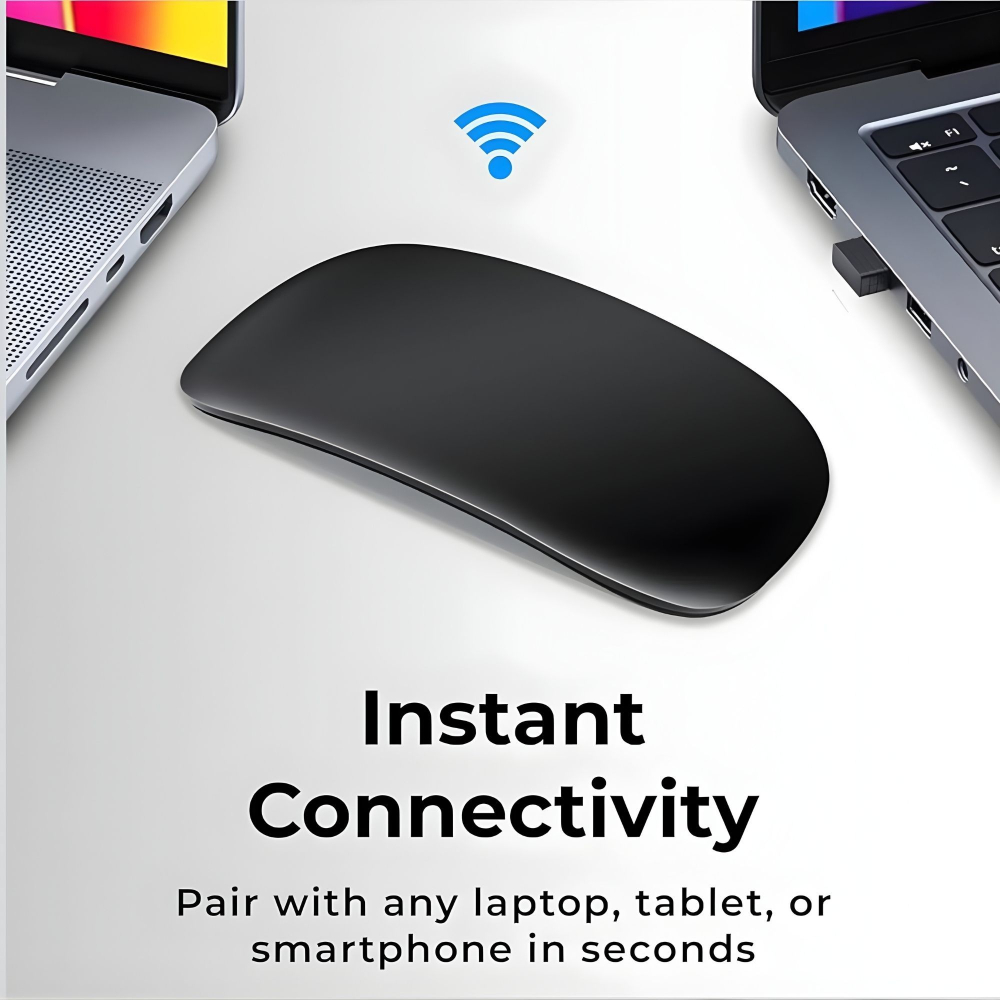 Mouse wireless cu gesturi, Bluetooth si 2.4GHz, reincarcabil USB, silentios, negru [4]