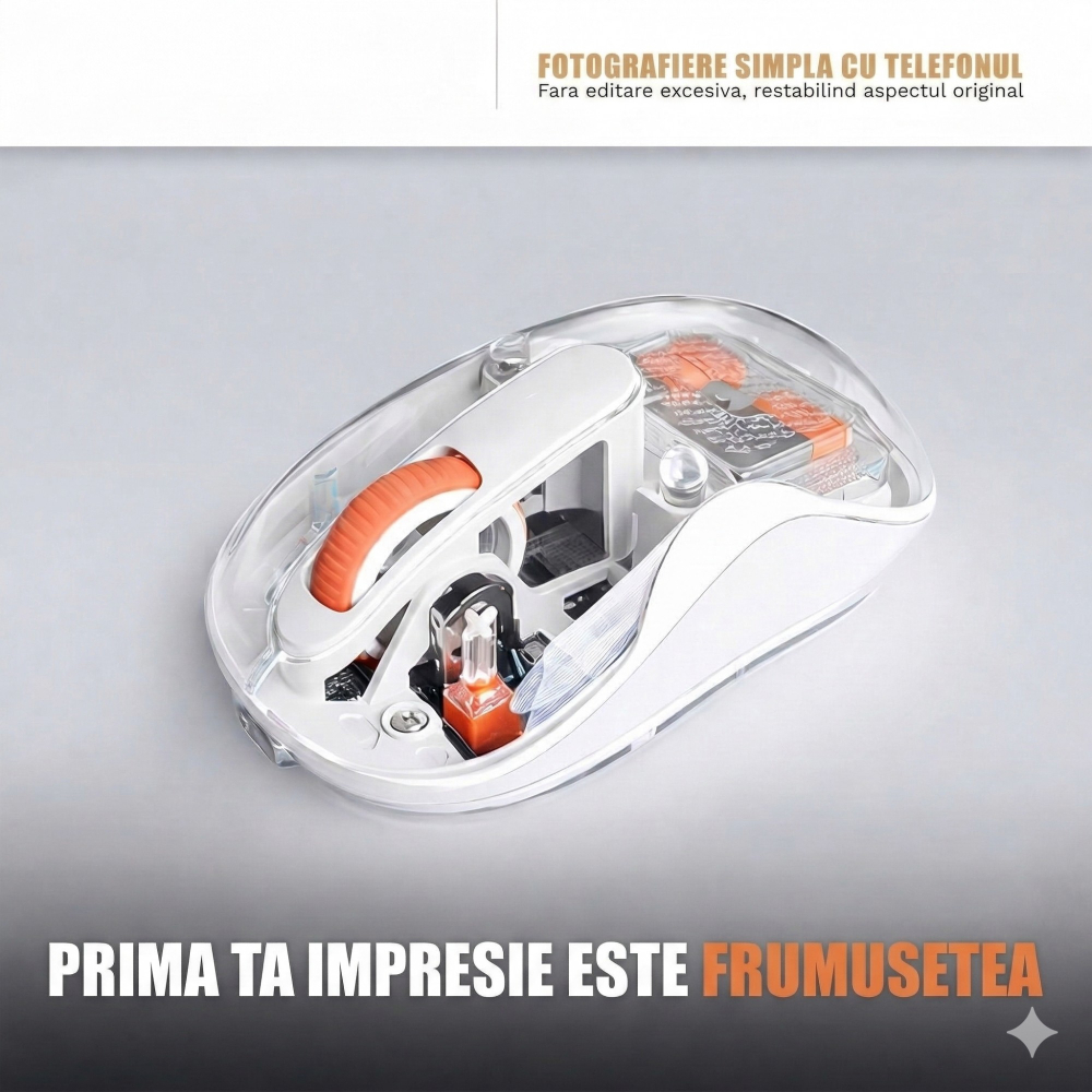 Mouse wireless, dual Bluetooth si 2.4 GHz, reincarcabil, alb [4]