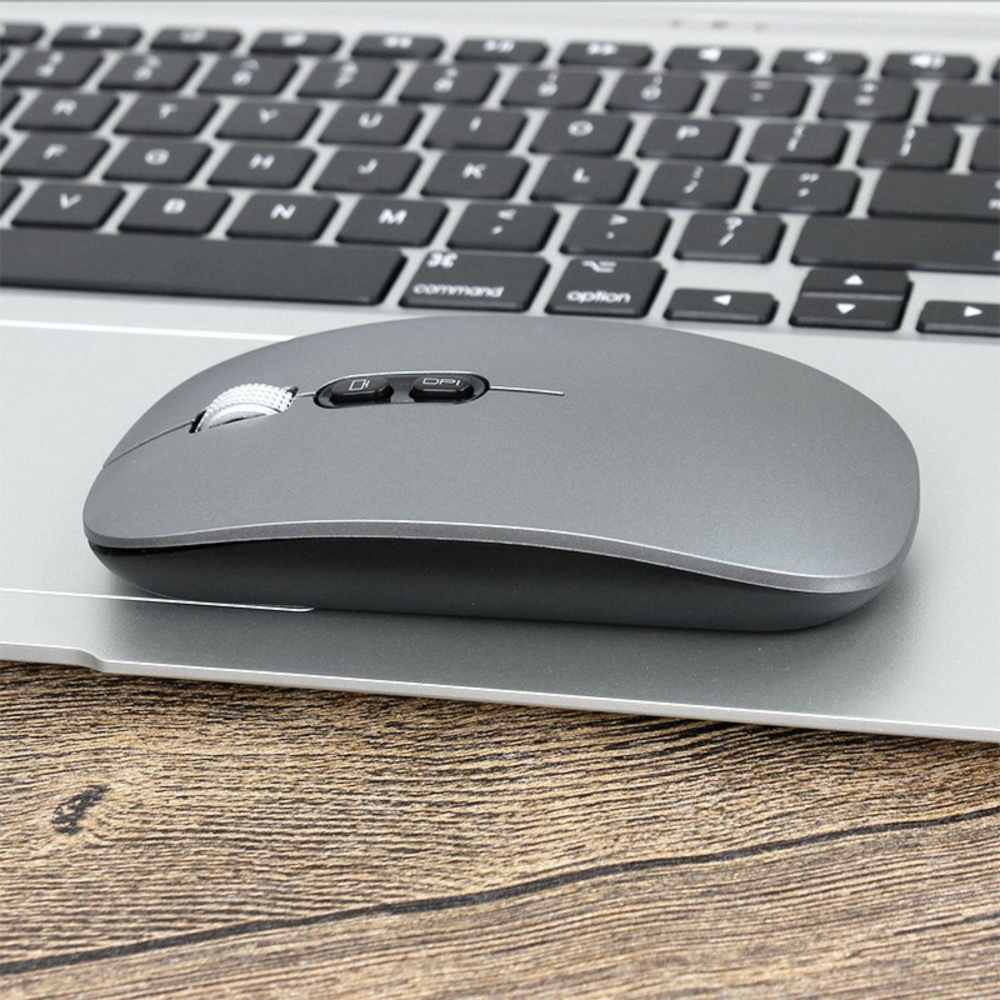 Mouse wireless reincarcabil, model M103, conectare duala 2.4GHz si Bluetooth 5.1, gri inchis [5]