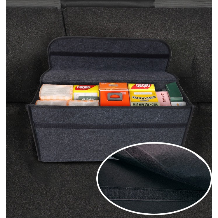 Organizator portbagaj auto pliabil, cutie depozitare multifunctionala, material textil non woven, 50 x 17 x 24 cm, gri [5]