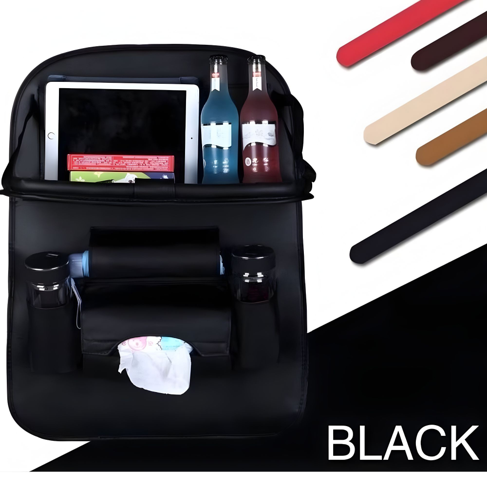 Organizator spate scaun auto, masa pliabila, piele ecologica impermeabila, suport tableta, 40x63 cm [3]