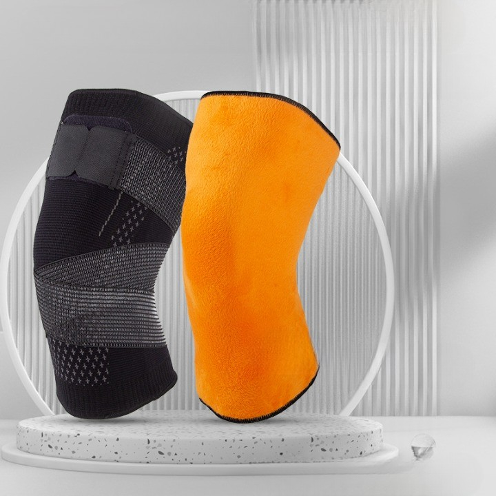 Orteza elastica pentru genunchi, ajustabila cu bretele elastice, banda pentru compresie, marime S, negru [3]