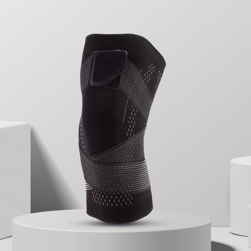 Orteza elastica pentru genunchi, marime XL, cu bretele elastice, culoare negru [4]