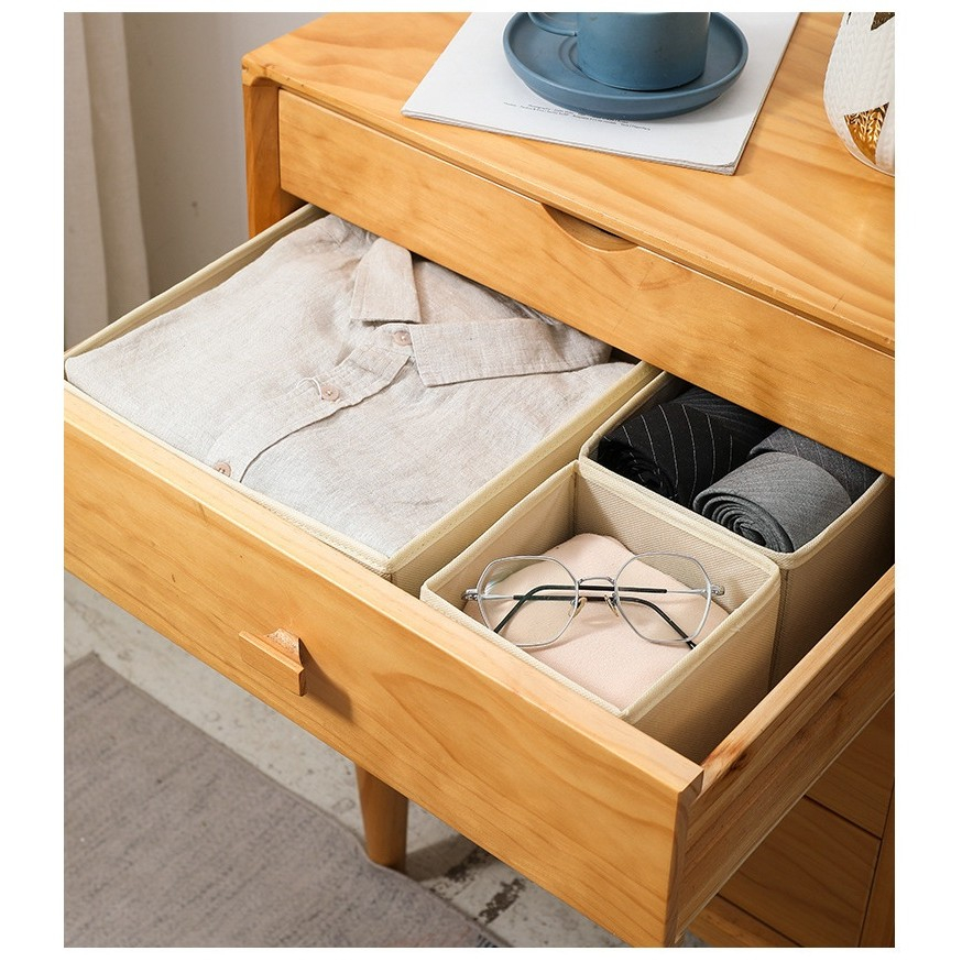 Pachet 1+1 Organizator pentru Sertar, set 6 piese, pliabil, din tesatura gri/alb [5]