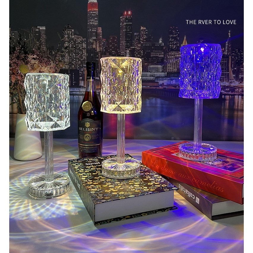 Pachet 2+1 Lampa de birou LED RGB, dimmer tactil, incarcare USB, cristal acrilic [2]