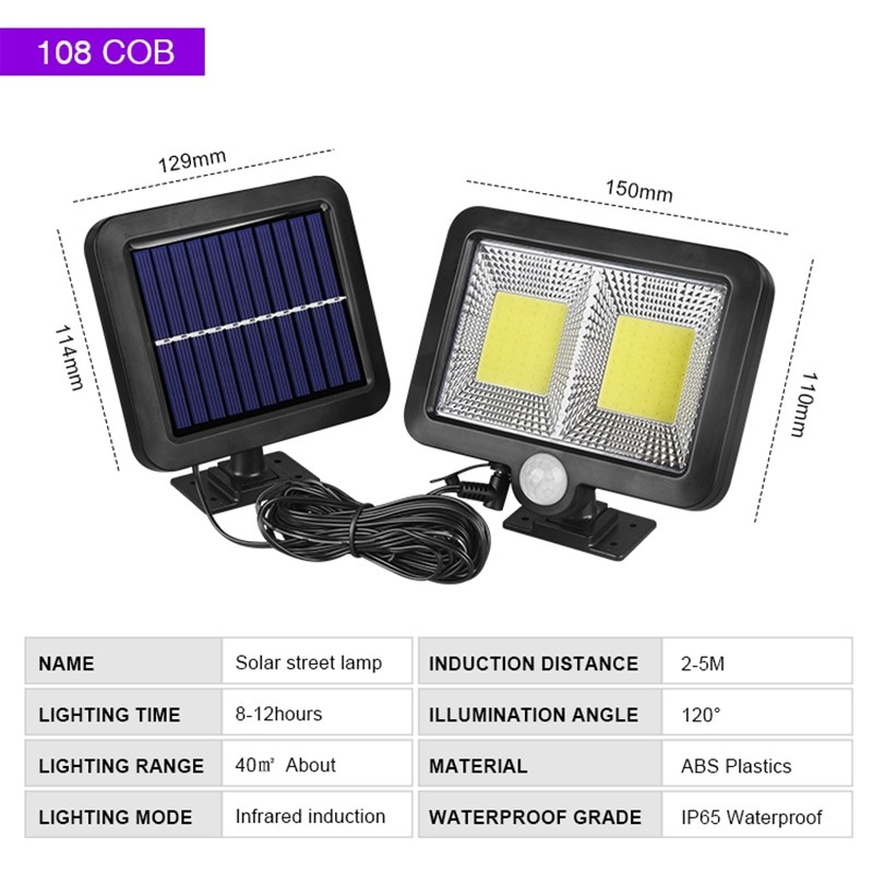 lampa solara cu senzor de miscare 108 led negru [2]