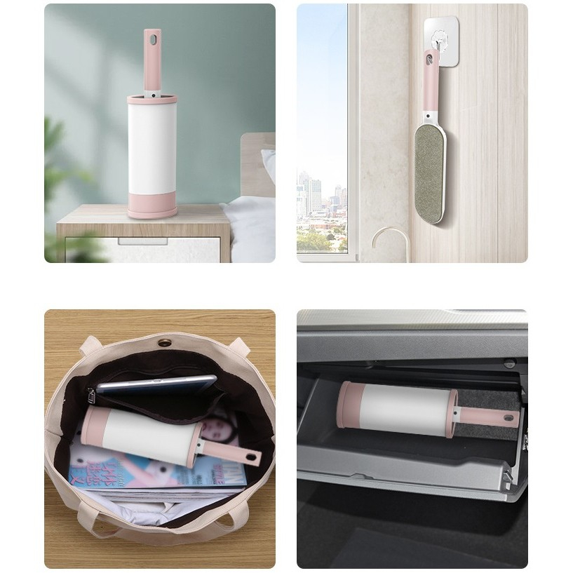 Perie electrostatica pentru curatarea parului si scamelor, 2 fete, autocuratare, 31 x 8.5 cm, roz [3]