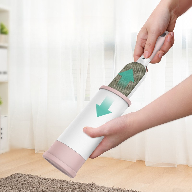 Perie electrostatica pentru curatarea parului si scamelor, 2 fete, autocuratare, 31 x 8.5 cm, roz [5]