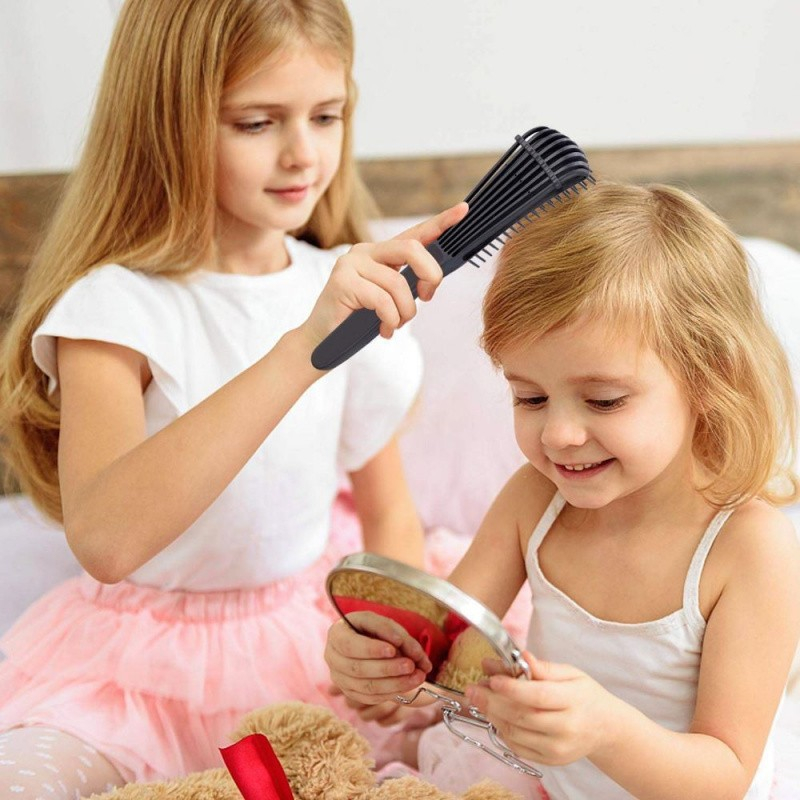 Perie flexibila pentru descurcat par cret, 8 brate mobile, din TPE, negru [2]