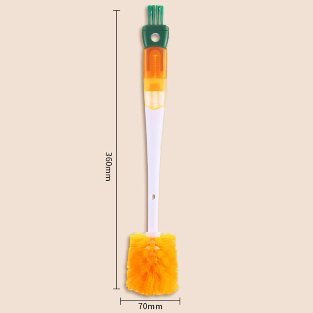 Perie multifunctionala 5 in 1 pentru curatat pahare, cani si sticle, cu maner lung, portocaliu-alb [10]
