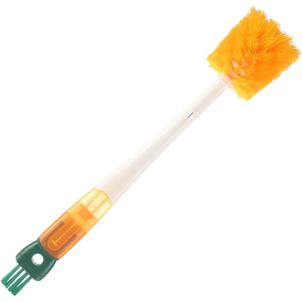 Perie multifunctionala 5 in 1 pentru curatat pahare, cani si sticle, cu maner lung, portocaliu-alb [13]