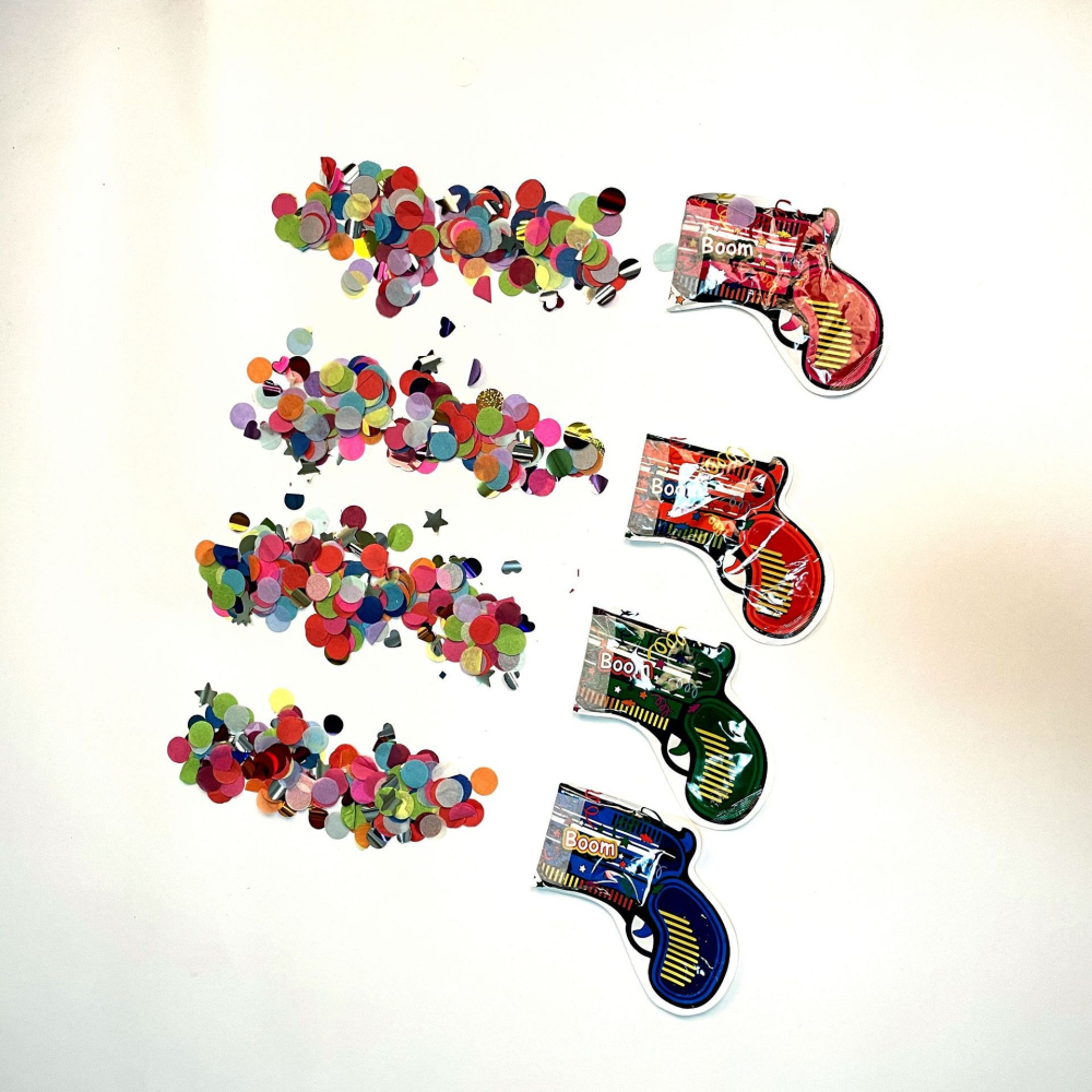 Pistol confetti pentru petrecere, 14x16 cm, multicolor, folie aluminiu [4]
