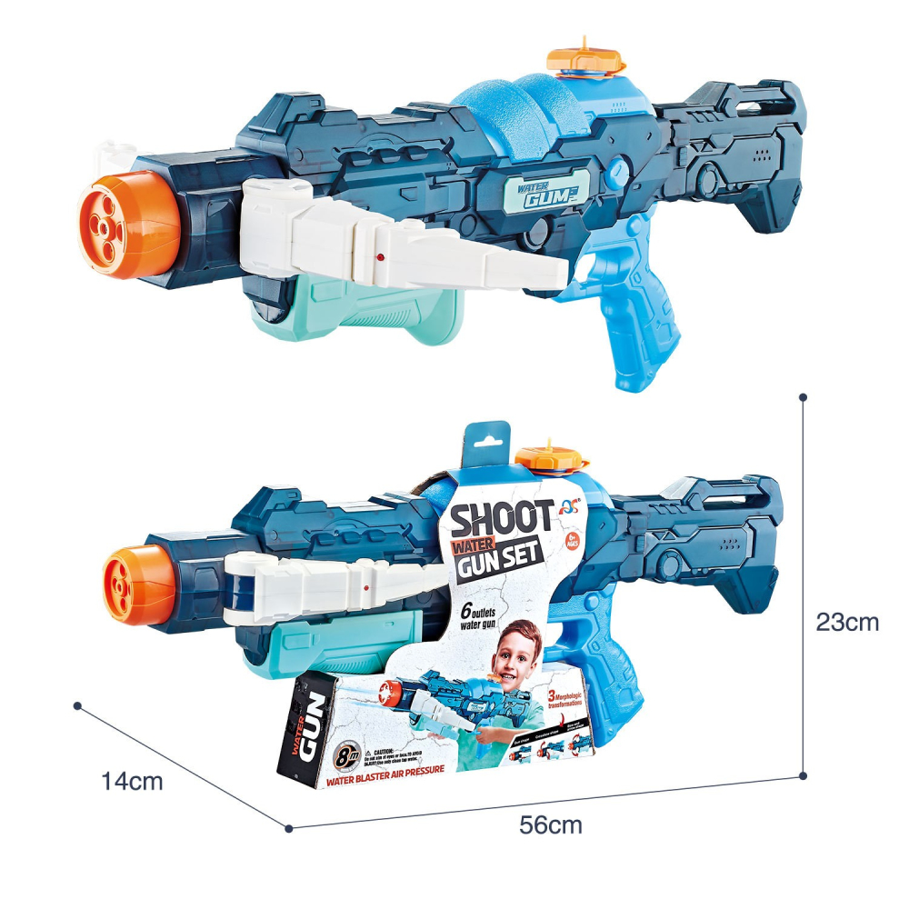 Pistol cu apa, 4 moduri de stropire, rezervor 700 ml, plastic albastru [3]