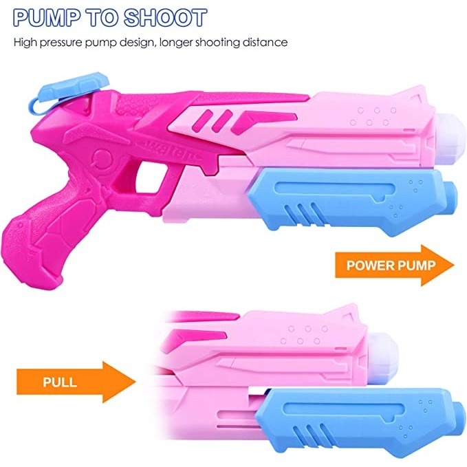 Pistol cu apa pentru copii, rezervor 300 ml, pentru piscina si plaja, roz [2]