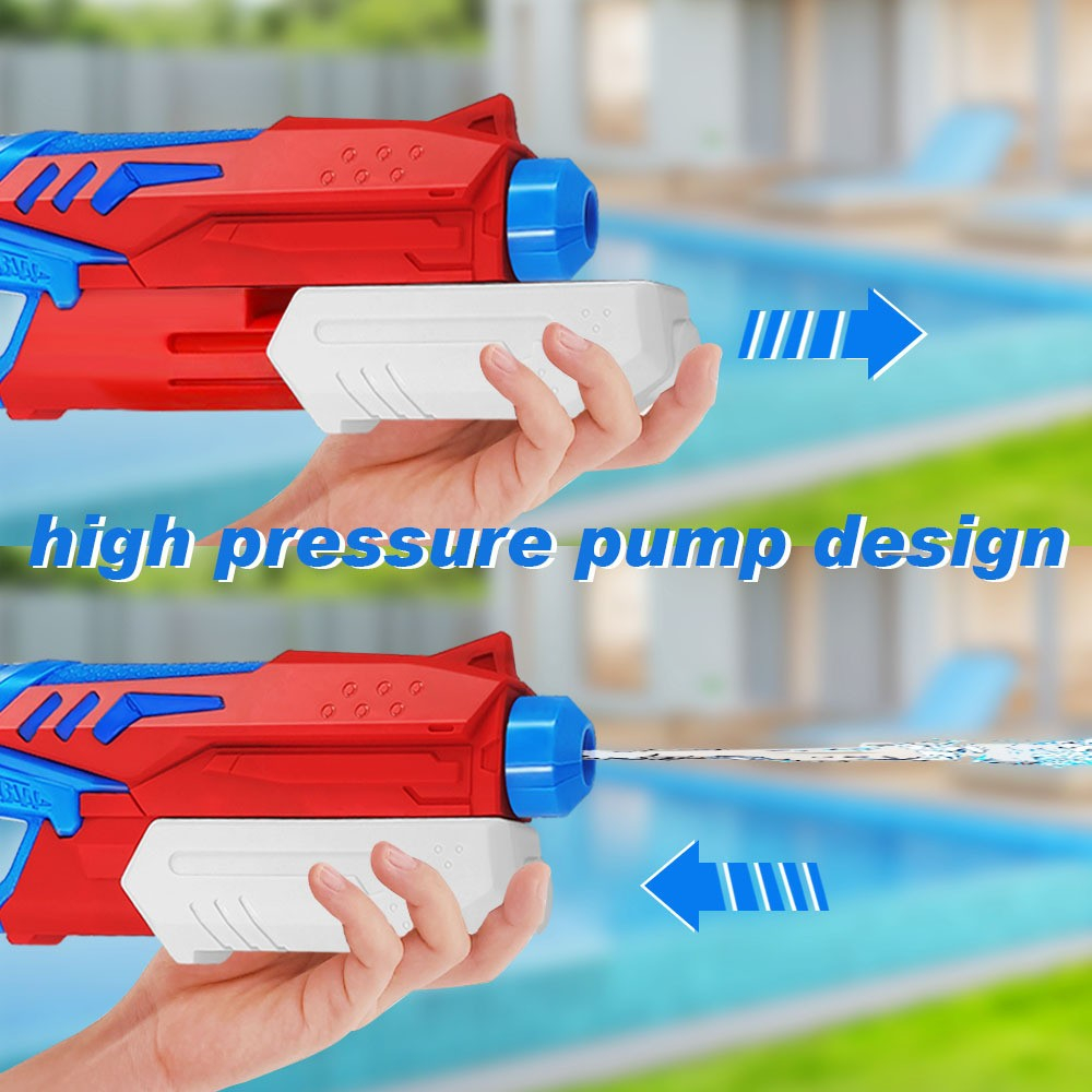 Pistol cu apa pentru copii, rezervor 300 ml, plastic, albastru deschis-rosu [4]