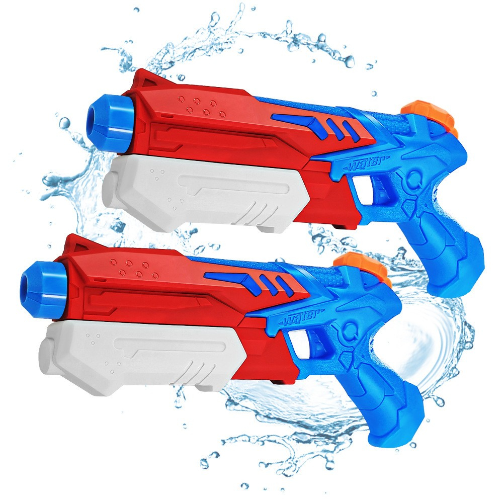 Pistol cu apa pentru copii, rezervor 300 ml, plastic, albastru deschis-rosu [2]