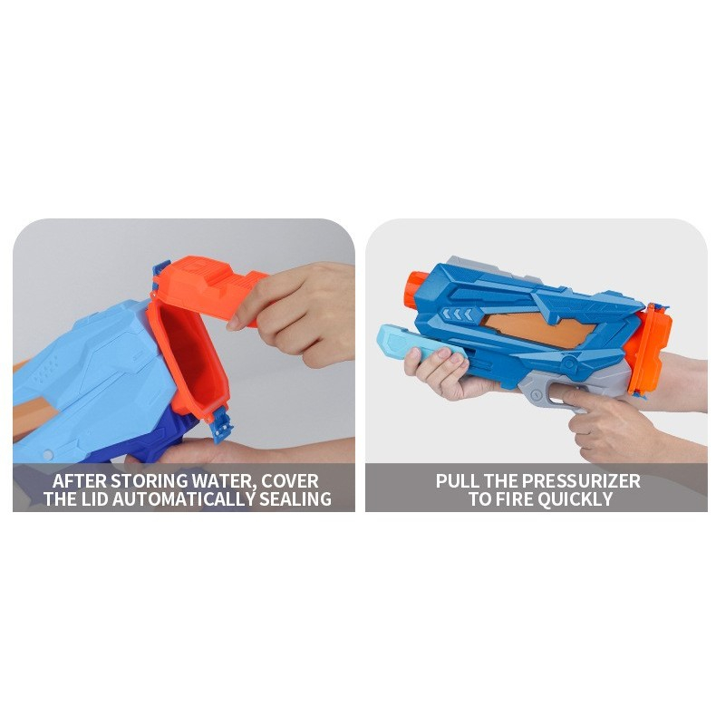 Pistol cu apa pentru copii, rezervor 600 ml, design quick fill, plastic albastru [5]