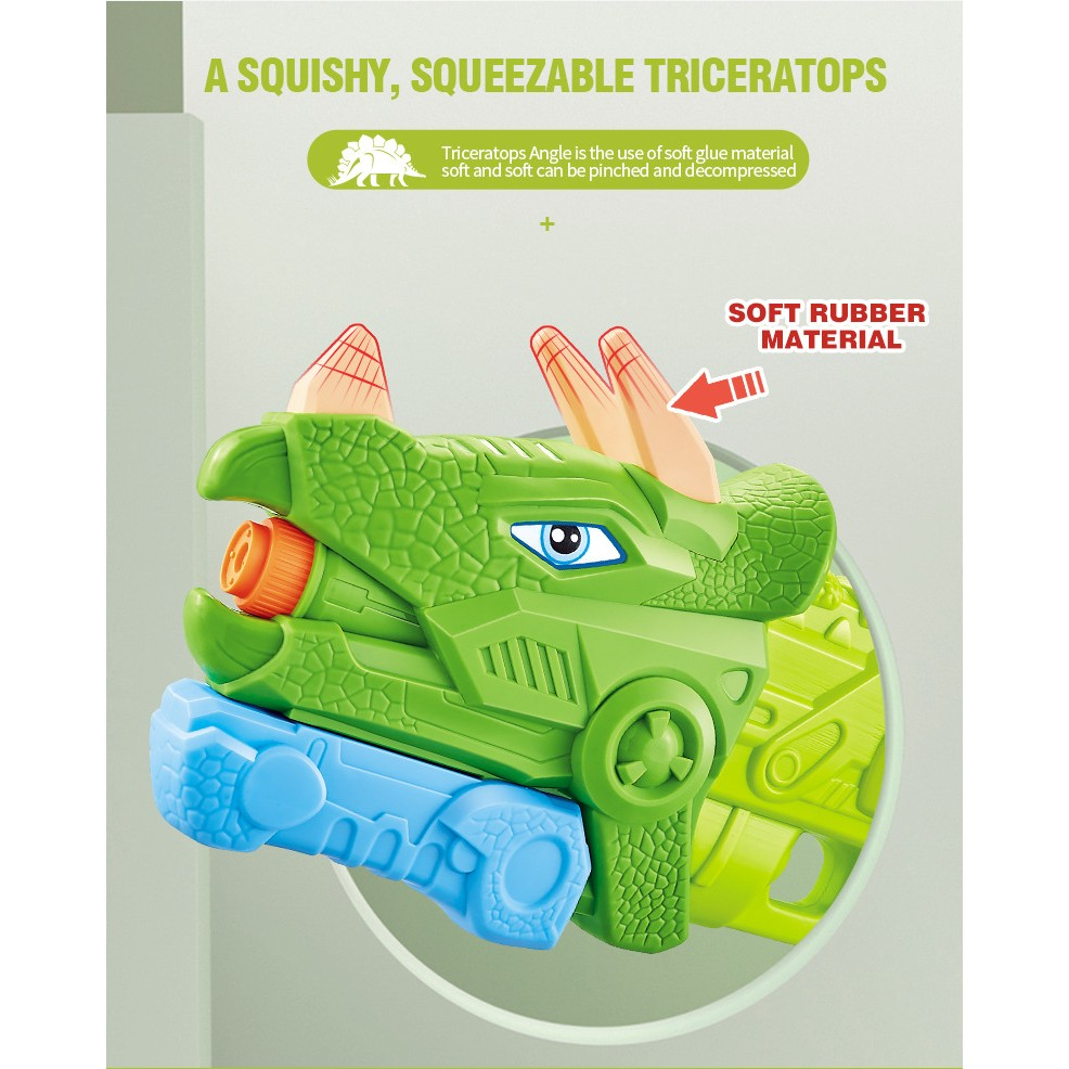 Pistol cu apa pentru copii, Triceratops, 3 duze, rezervor 640 ml, verde [6]