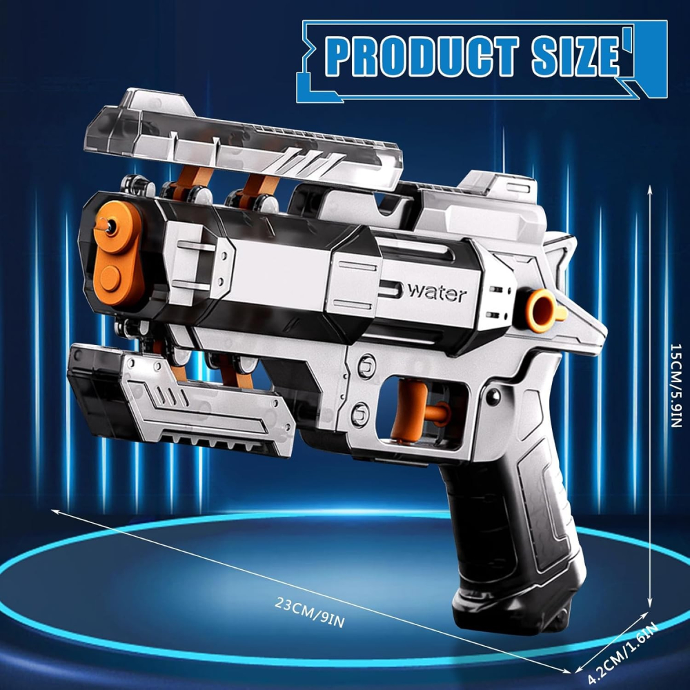 Pistol manual cu apa, model S-Shooter, sigur pentru copii, plastic transparent-negru [3]