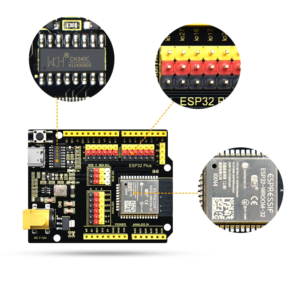 Placa dezvoltare ESP32 PLUS, WiFi si Bluetooth, compatibila Arduino UNO R3, Keyestudio KS5016 [2]