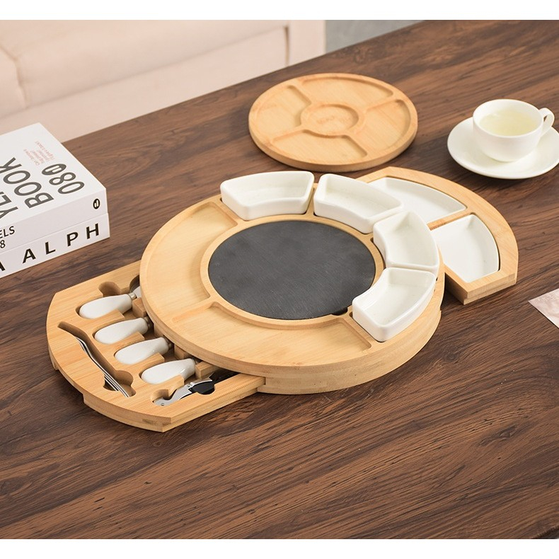 platou festiv branzeturi aperitive lemn maro 18 piese [2]