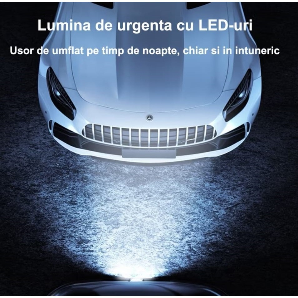 Pompa de aer wireless, portabila, presiune 150 PSI, afisaj digital, negru [3]