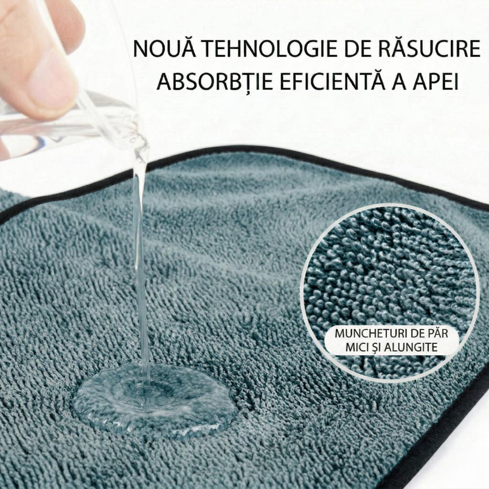 Prosop uscare auto, microfibra 600 GSM, absorbant, albastru deschis [2]