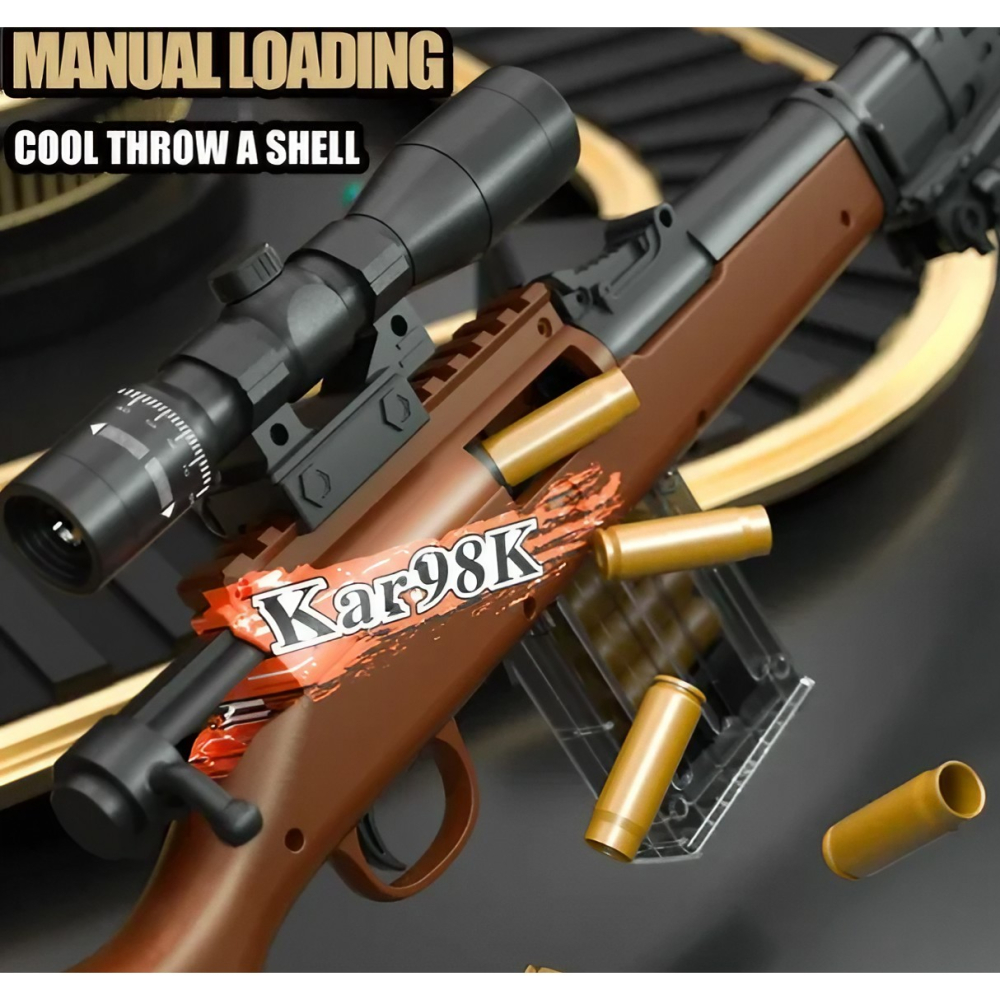 pusca de jucarie 98k cu luneta si proiectile spuma maro [3]