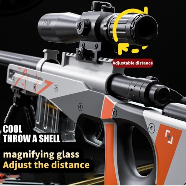 Pusca de jucarie AWM ultrarealista, manuala, cu luneta, 10 proiectile spuma moale [3]