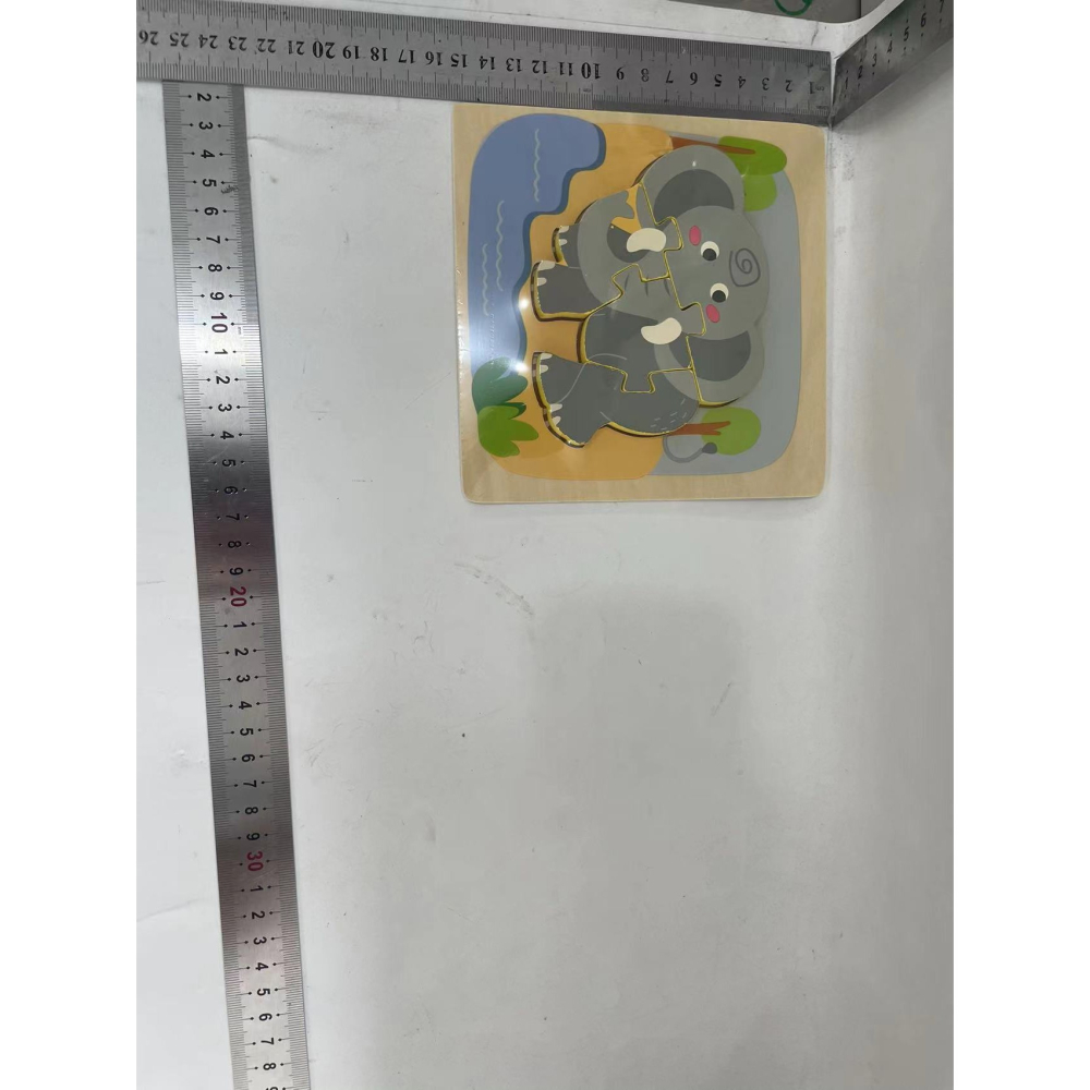 Puzzle Montessori din lemn pentru copii, model Elefant 3D, 4 piese, multicolor [6]