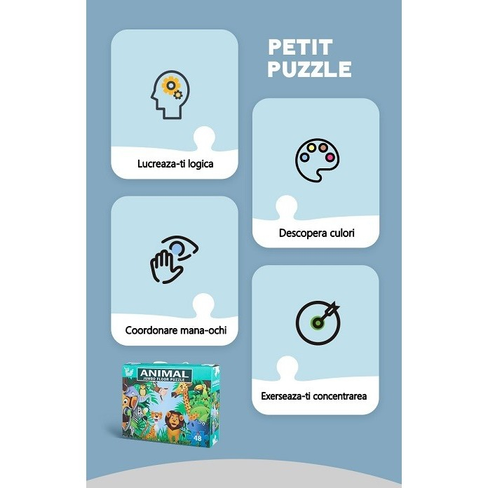 Puzzle pentru copii, jungla cu animale, 48 de piese, set dublu [2]