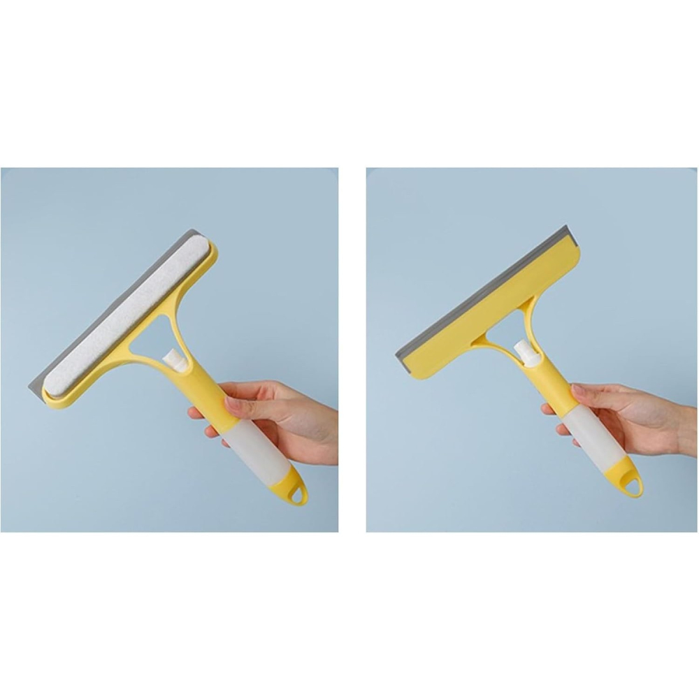 Racleta de curatare multifunctionala 3 in 1, cu pulverizator, silicon si burete, 21.5x25.7 cm, galben [6]