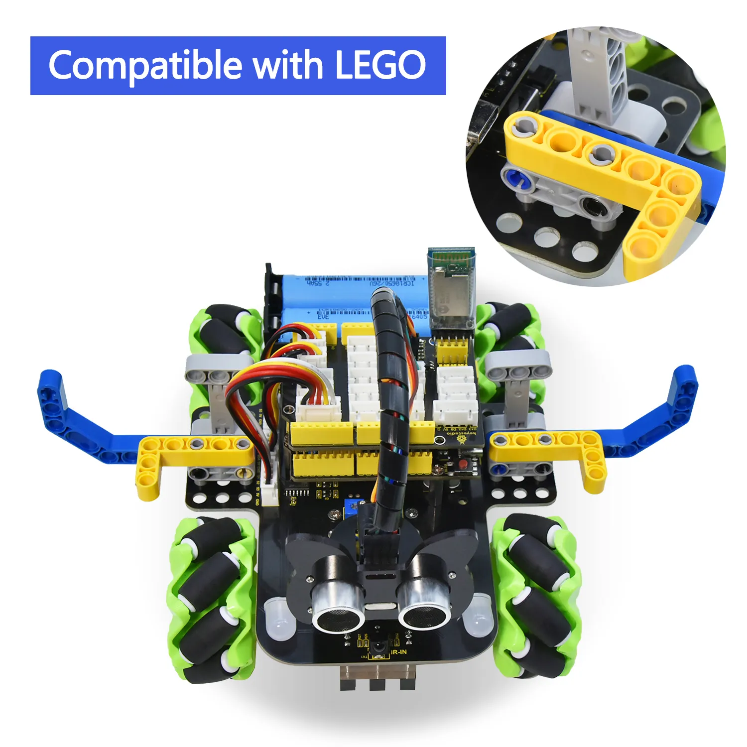 Robot 4WD Mecanum Arduino Keyestudio KS0560, 12 Proiecte, Bluetooth, IR, Ultrasonic, Line Tracking [4]