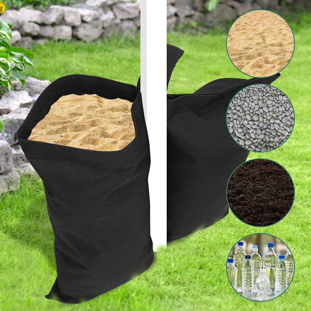 Saci de ancorare cort, set 4 bucati, cu 2 buzunare, poliester negru [7]