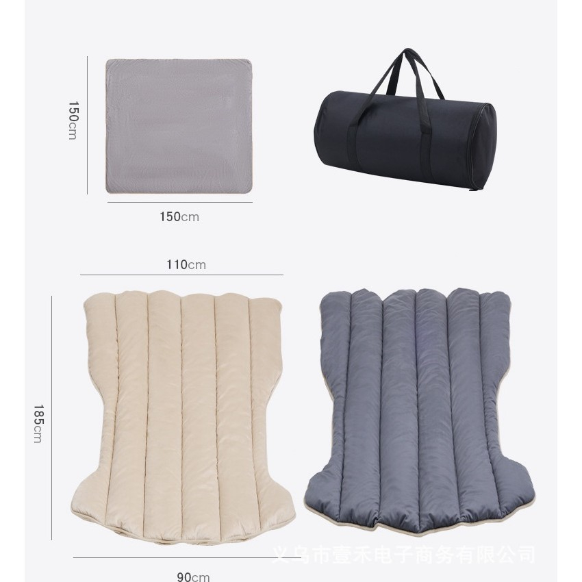 Saltea de calatorie pentru Tesla Model Y si Model 3, cu geanta si perna, material catifea gri [2]