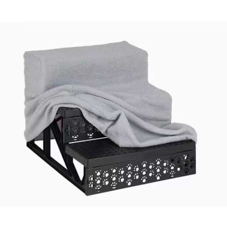 Scara pentru animale de companie, 3 trepte detasabile, material PP si plus, gri [6]